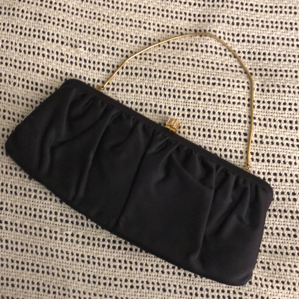 Vintage Navy Satin Clutch